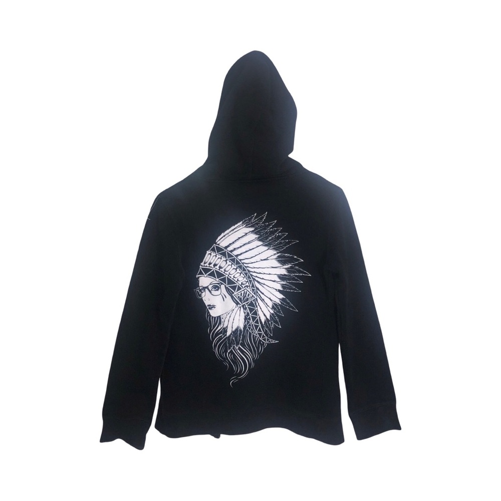 Trendy Black Hoodie with Graphic Design